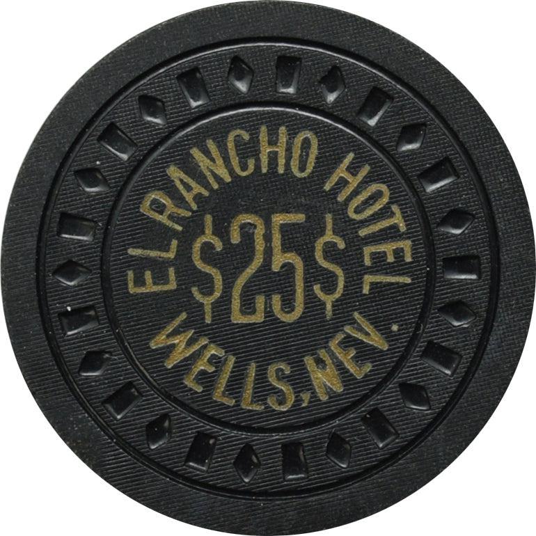 El Rancho Hotel Casino $25 Chip Wells Nevada 1966