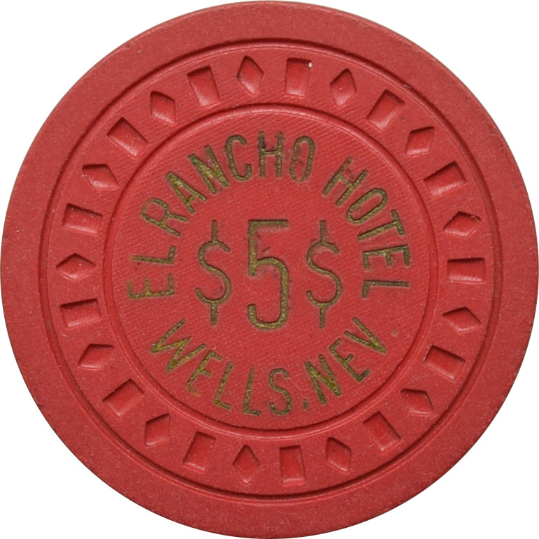 El Rancho Hotel Casino $5 Chip Wells Nevada 1966