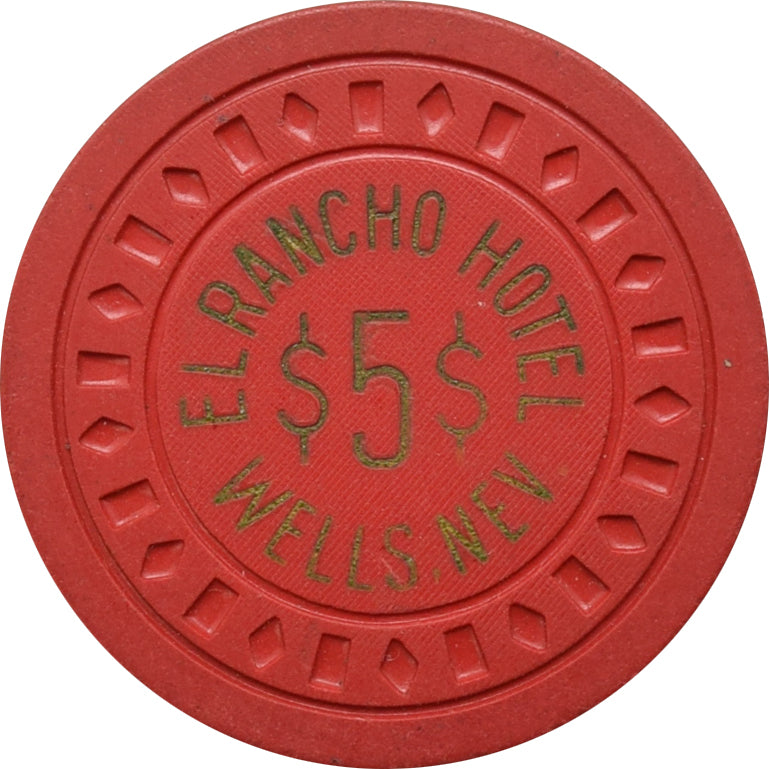 El Rancho Hotel Casino $5 Chip Wells Nevada 1966
