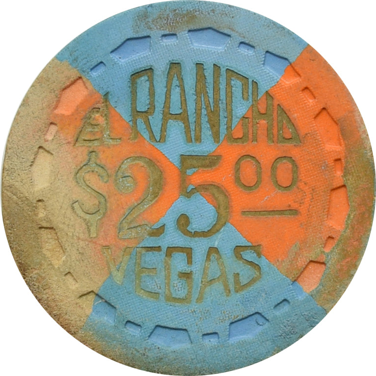 El Rancho Vegas Casino Las Vegas Nevada $25 Fire Chip 1950