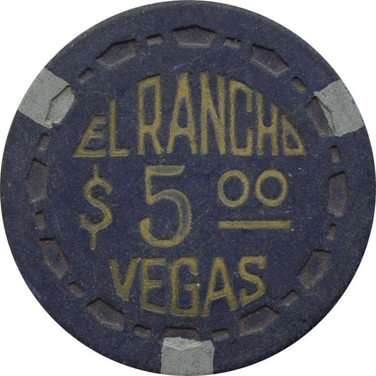 El Rancho Vegas Casino Las Vegas Nevada $5 Fire Damage Chip 1952