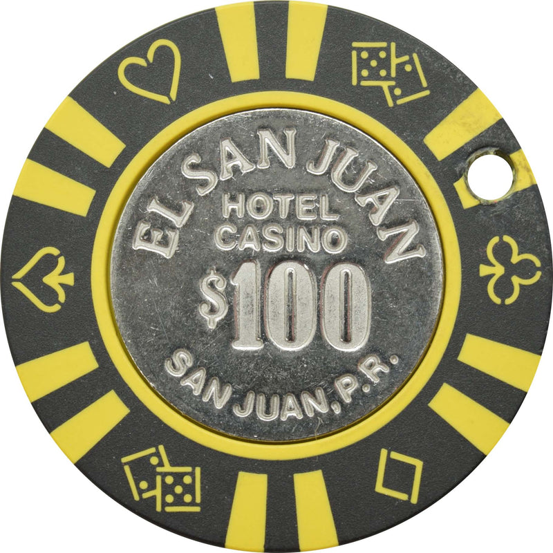 El San Juan Hotel Casino Isla Verde Puerto Rico $100 Cancelled Chip