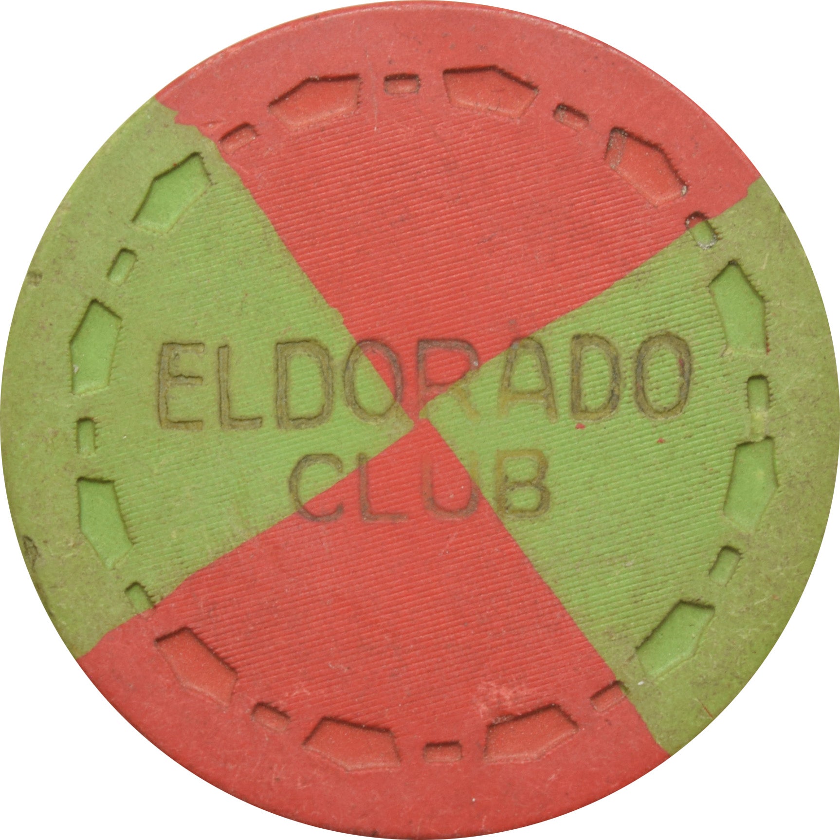 Eldorado Casino Henderson Nevada Red/Green 1/4 Pie Chip 1964