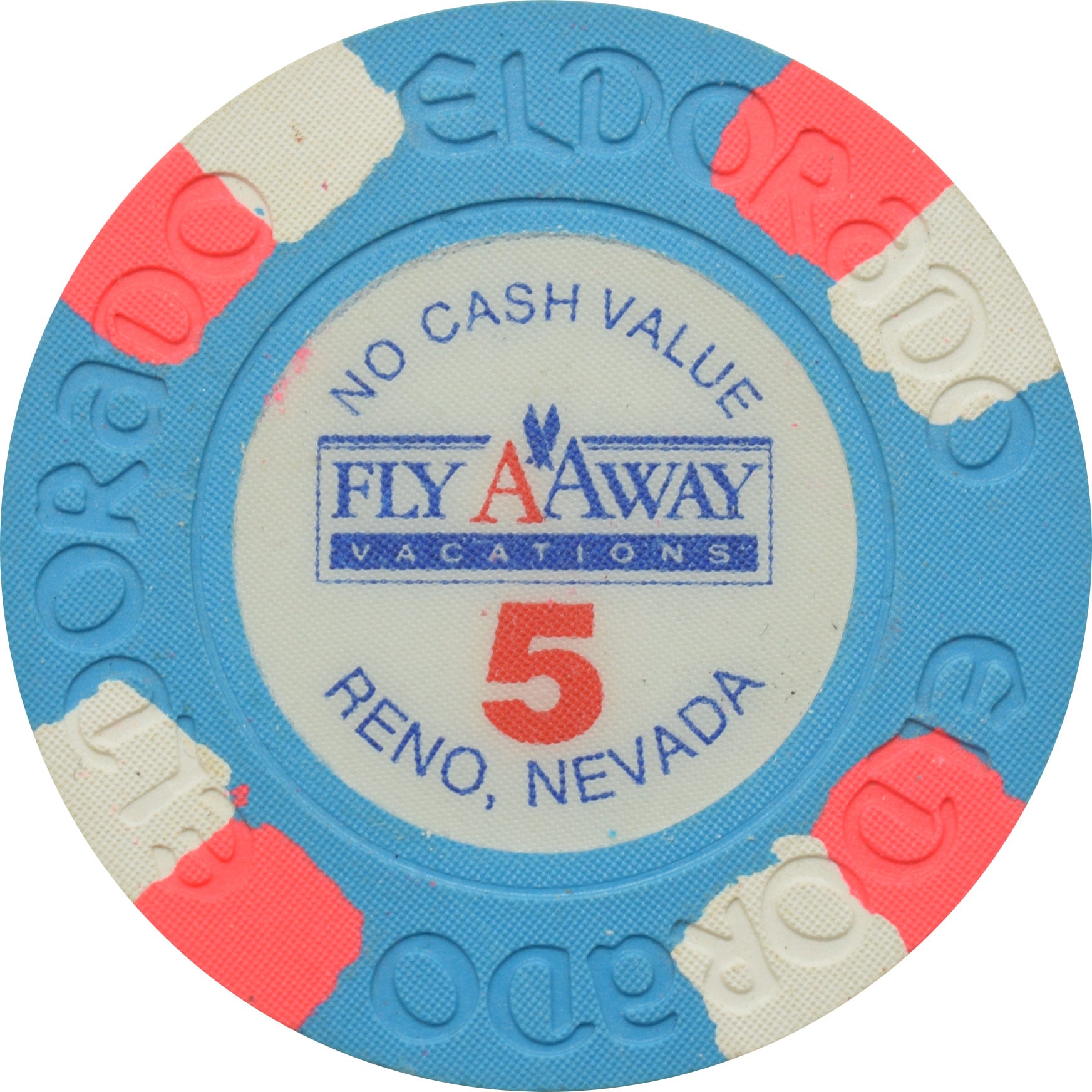 Eldorado Casino Reno Nevada $5 Fly Away NCV Chip 1980s