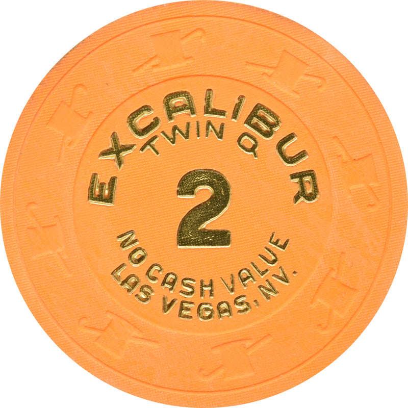 Excalibur Casino Las Vegas Nevada 2 Twin Q Chip 1990s