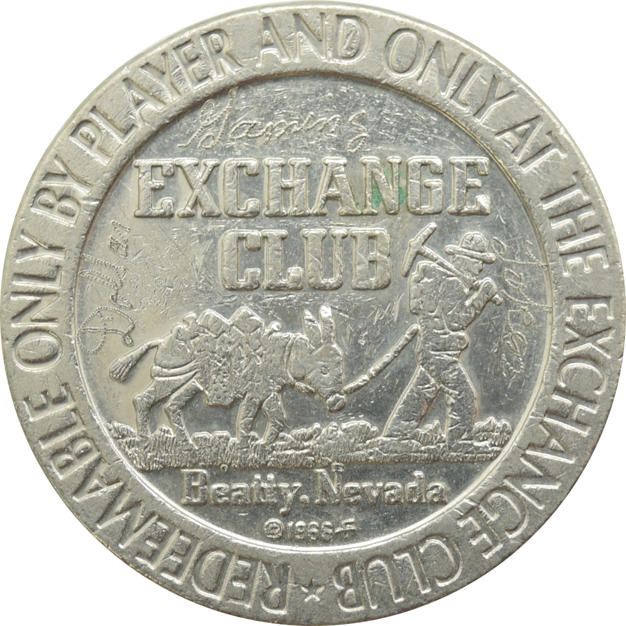 Exchange Club Casino Beatty NV $1 Token 1966