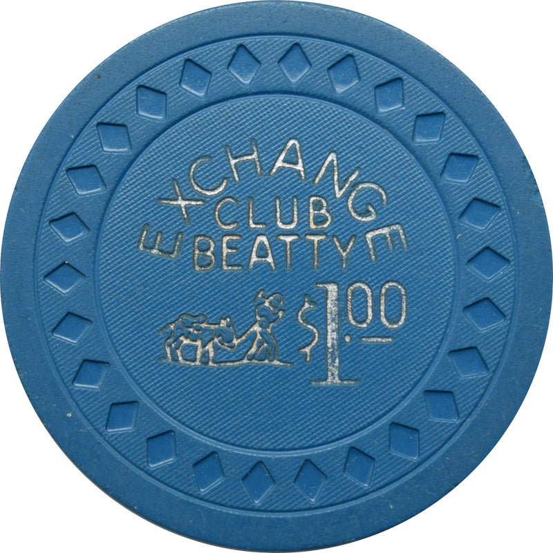 Exchange Club Casino Beatty Nevada $1 Chip 1954 Worn Hotstamp