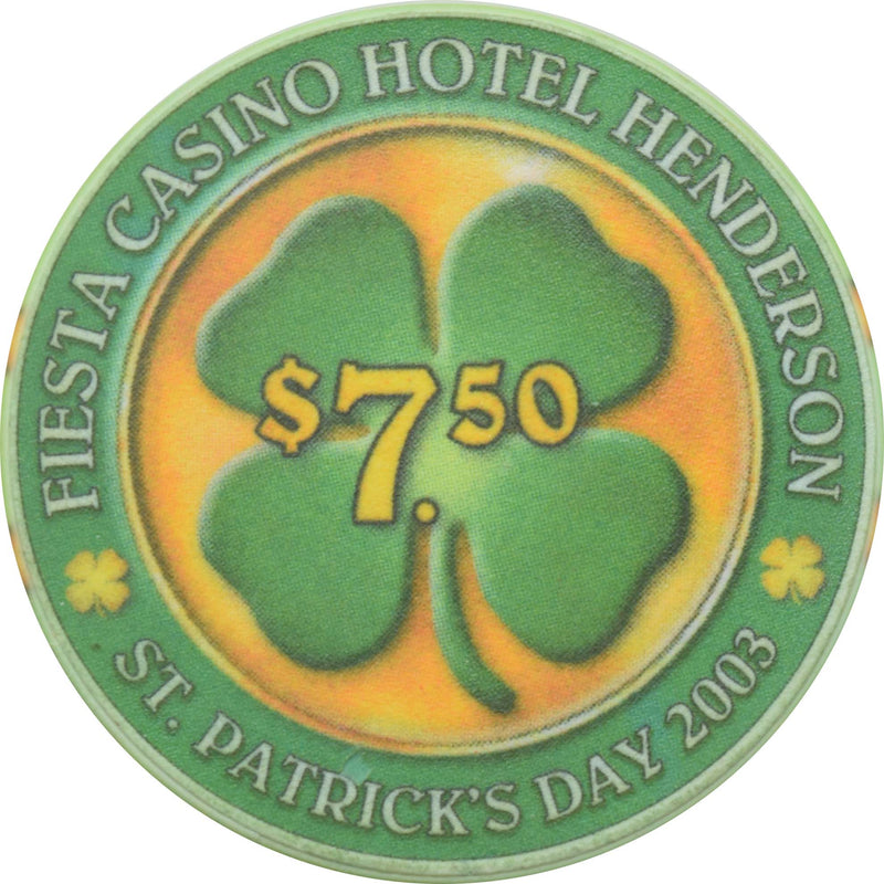 Fiesta Casino Henderson Nevada $7.50 St. Patrick's Day Chip 2003