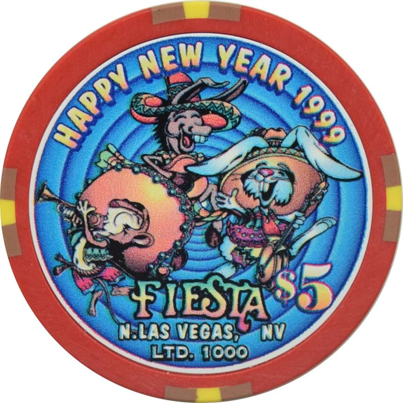 Fiesta Casino North Las Vegas Nevada $5 4th Anniversary 1998 / New Year 1999 Chip