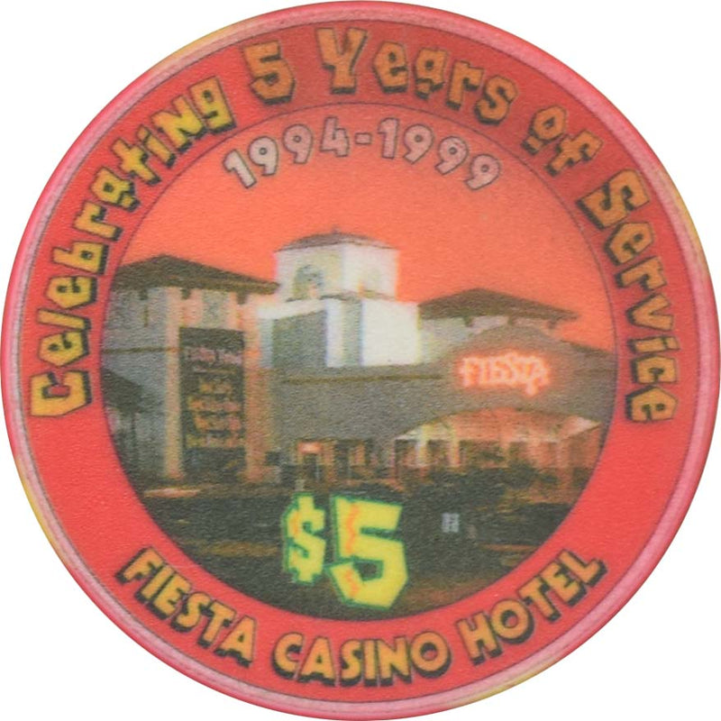 Fiesta Casino North Las Vegas Nevada $5 Celebrating 5 Years of Service Chip