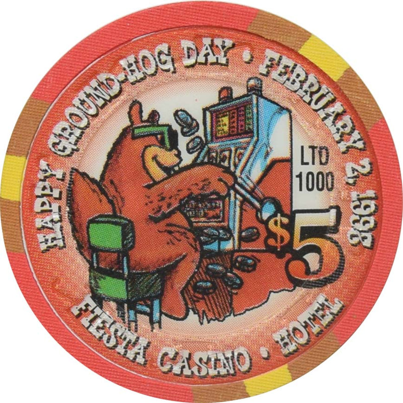 Fiesta Casino North Las Vegas Nevada $5 Happy Groundhog Day Chip 1998
