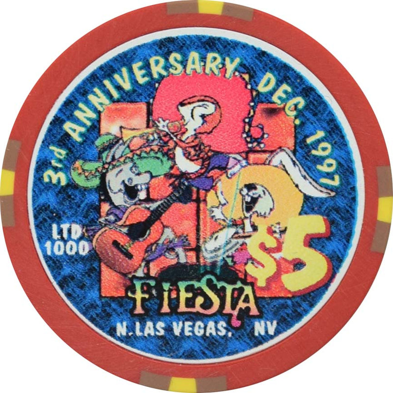 Fiesta Casino North Las Vegas Nevada $5 3rd Anniversary 1997 / New Years 1998 Chip