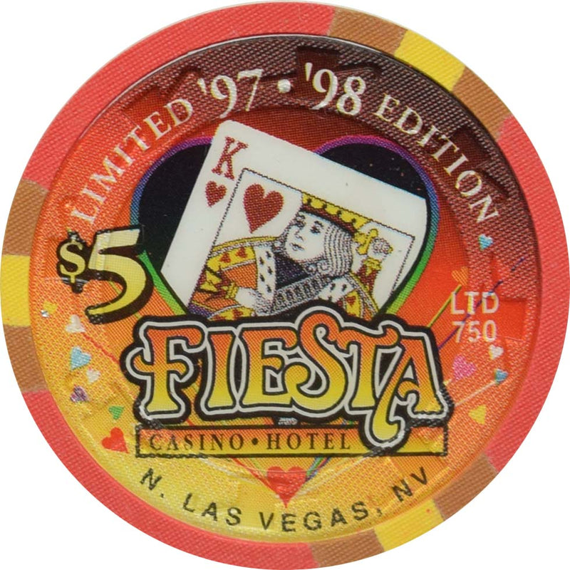 Fiesta Casino North Las Vegas Nevada $5 King of Hearts Chip 1998