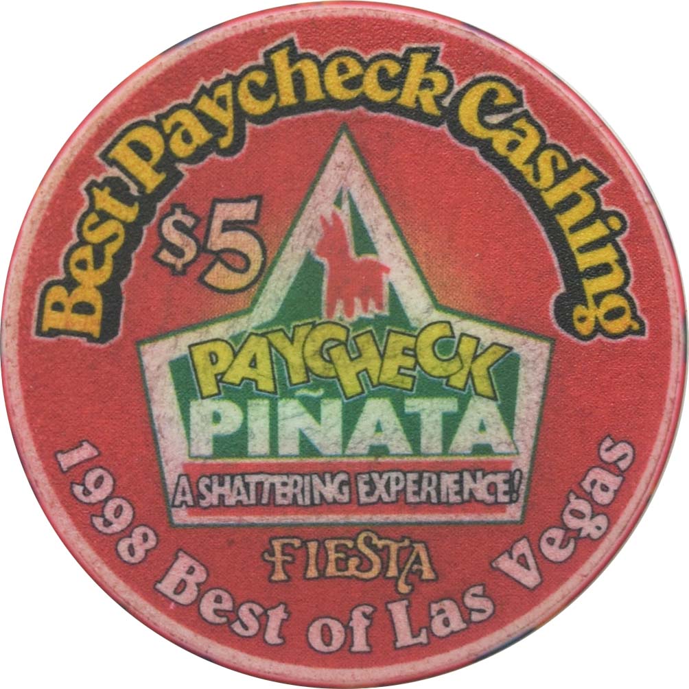 Fiesta Casino North Las Vegas Nevada $5 Best Paycheck Cashing Chip 1998