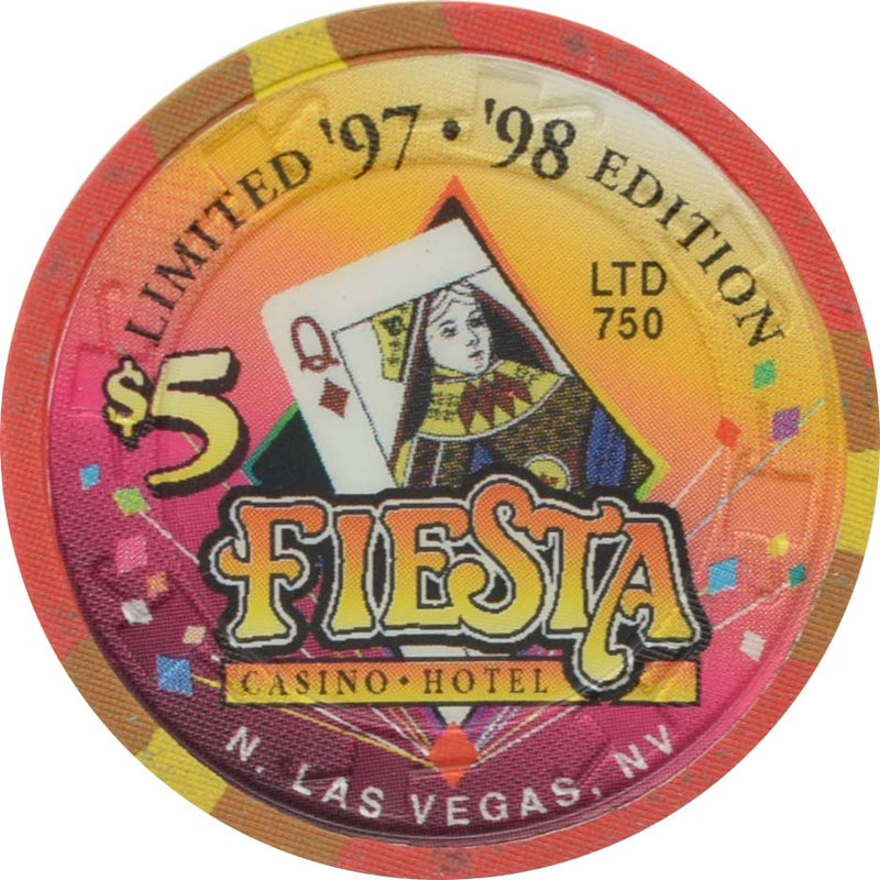Fiesta Casino North Las Vegas Nevada $5 Queen of Diamonds Chip 1998
