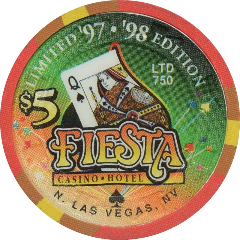 Fiesta Casino North Las Vegas Nevada $5 Queen of Spades Chip 1998