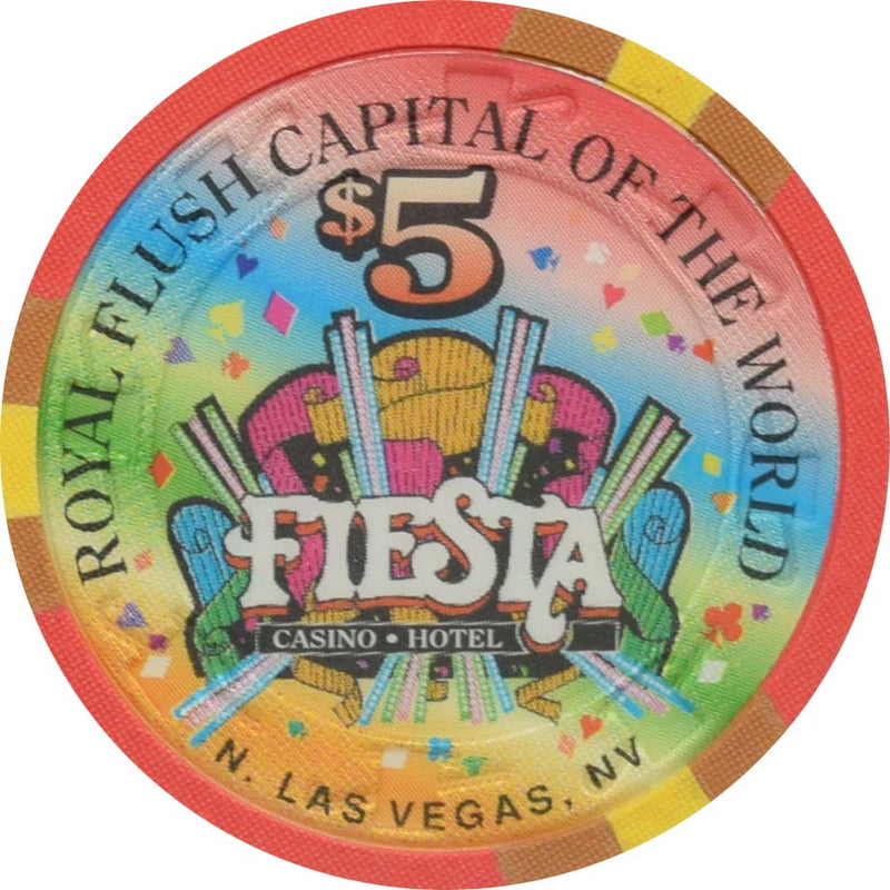 Fiesta Casino North Las Vegas Nevada $5 Royal Flush of Diamonds Chip 1998
