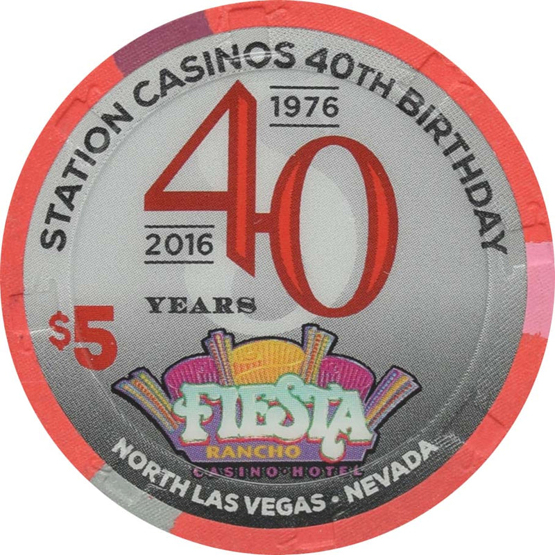 Fiesta Casino North Las Vegas Nevada $5 Station Casinos 40th Anniversary Chip 2016