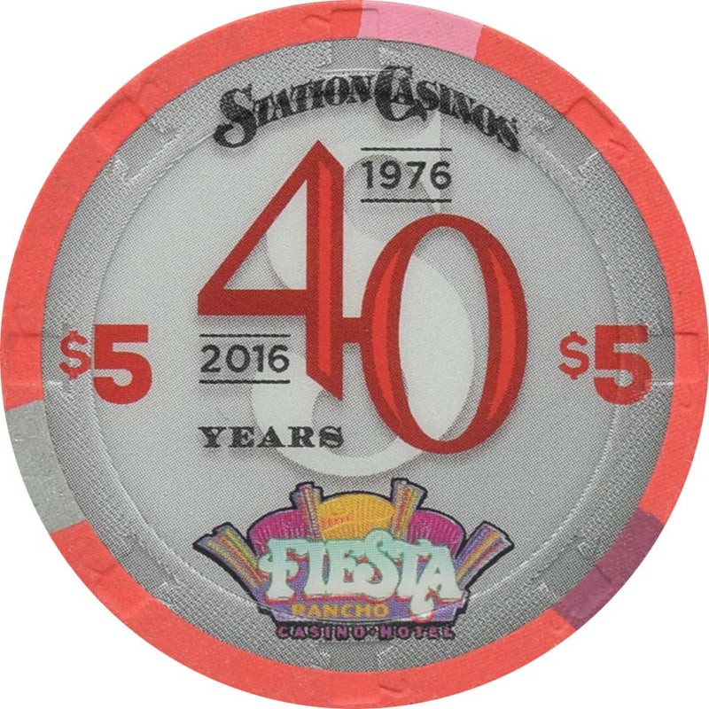 Fiesta Casino North Las Vegas Nevada $5 Station Casinos 40th Anniversary Chip 2016