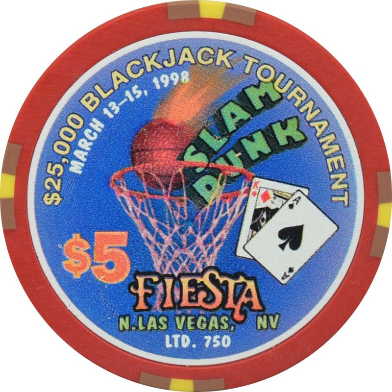 Fiesta Casino North Las Vegas Nevada $5 Slam Dunk $25,000 Blackjack Tournament Chip 1998