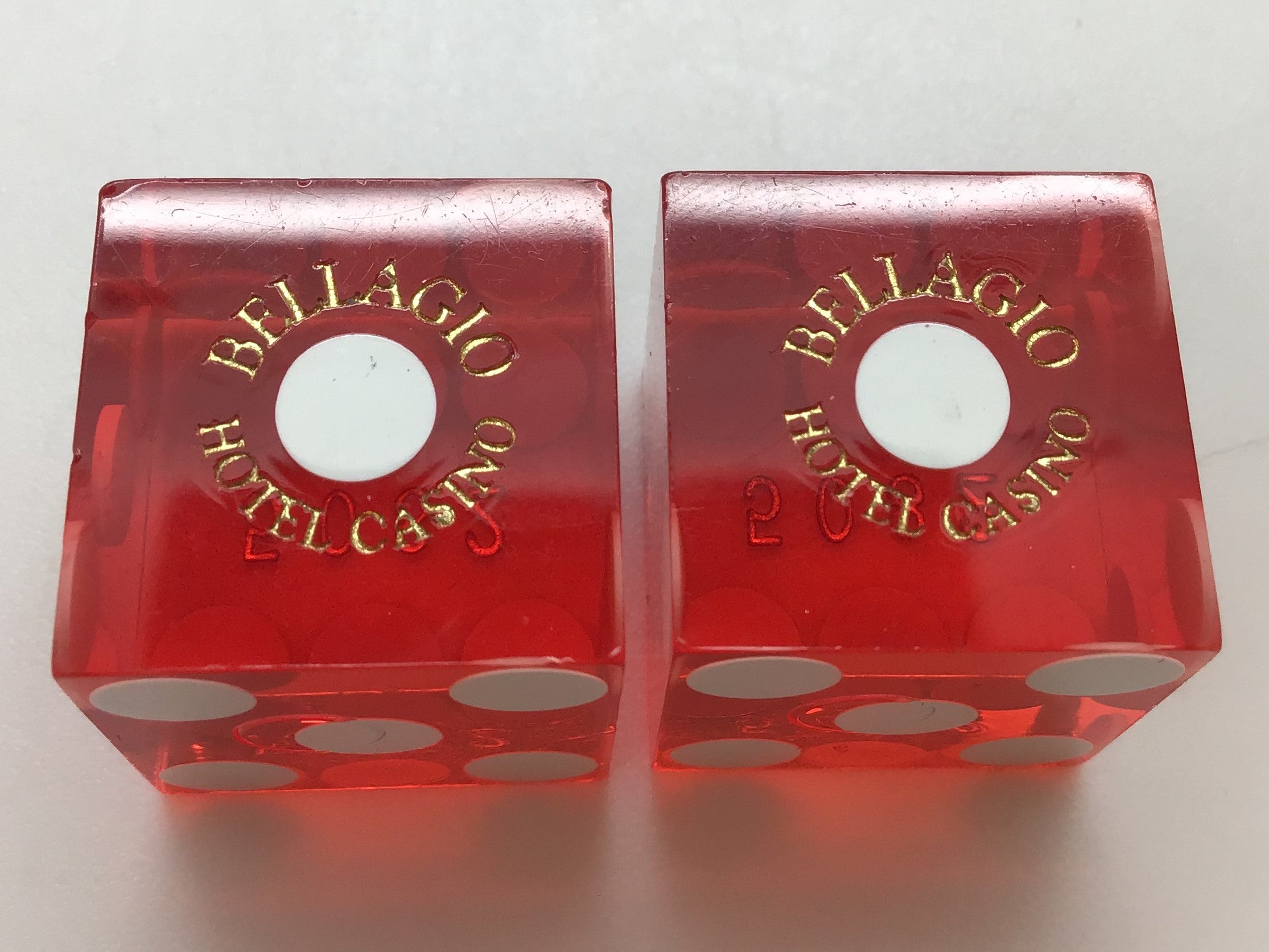 Bellagio Casino Las Vegas Red Dice Pair Matching Number Pair