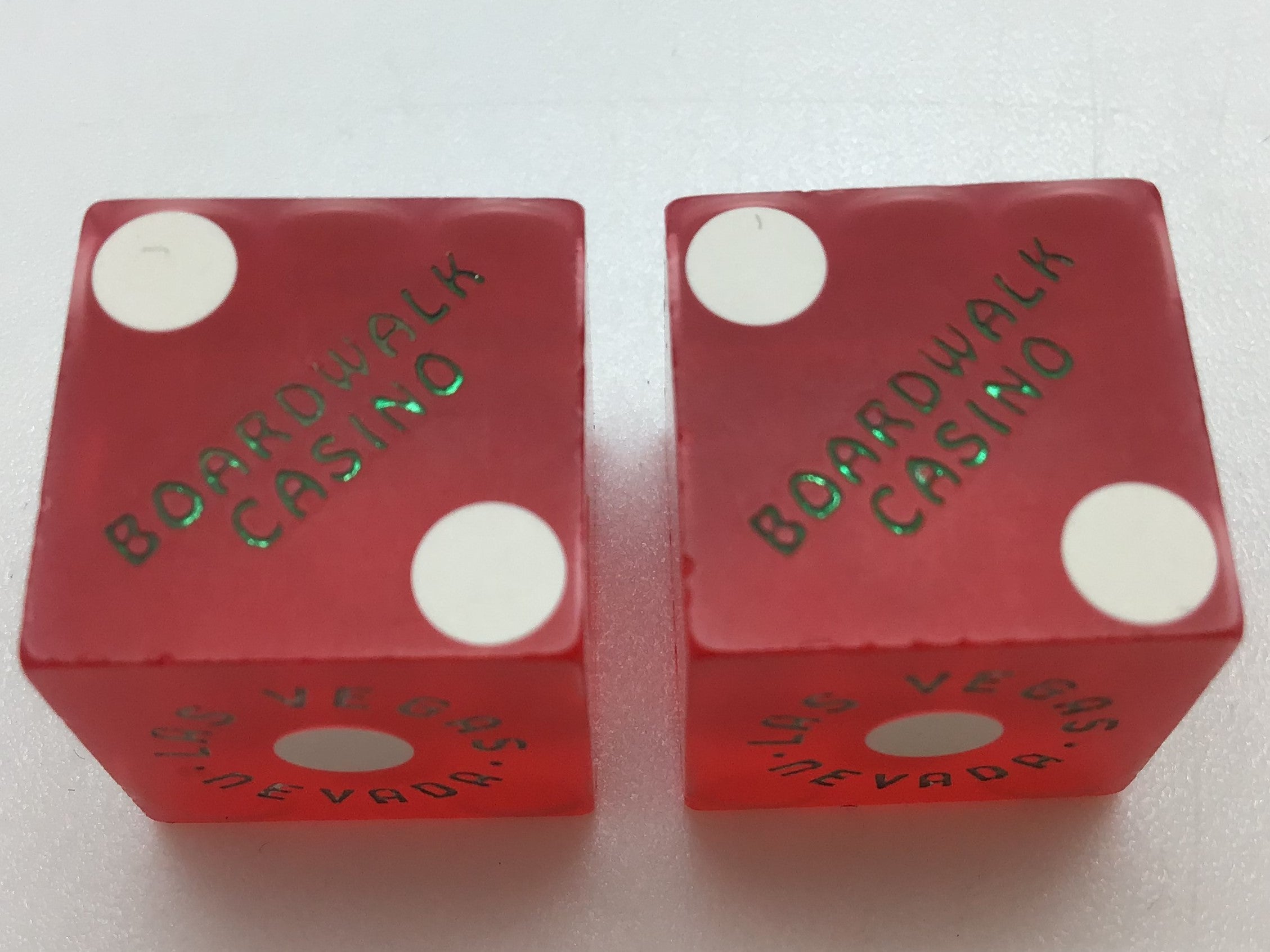 Boardwalk Casino Las Vegas Red Dice Pair Matching Pair