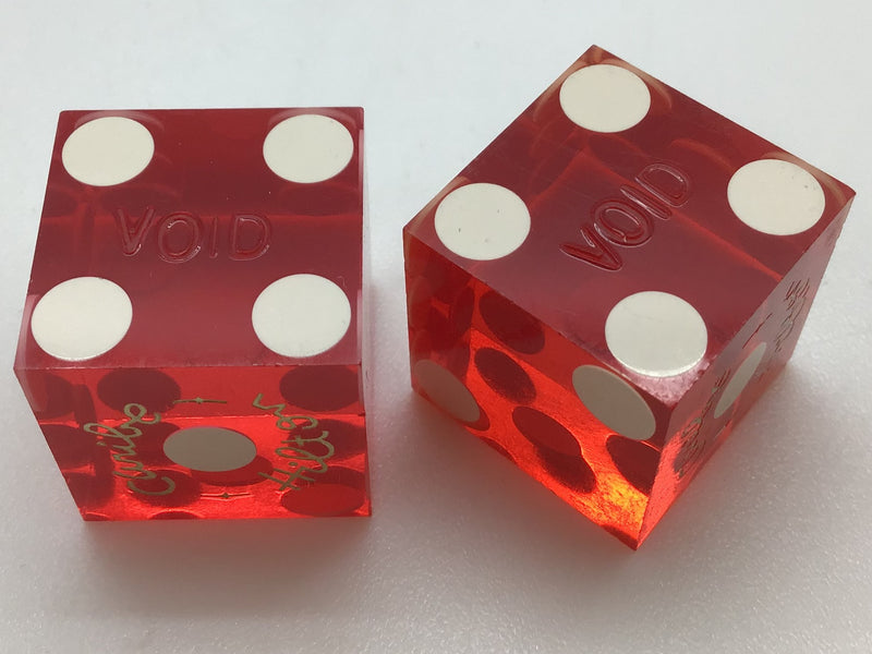 Caribe Hilton Nevada Red Dice Pair Puerto Rico Matching Numbers