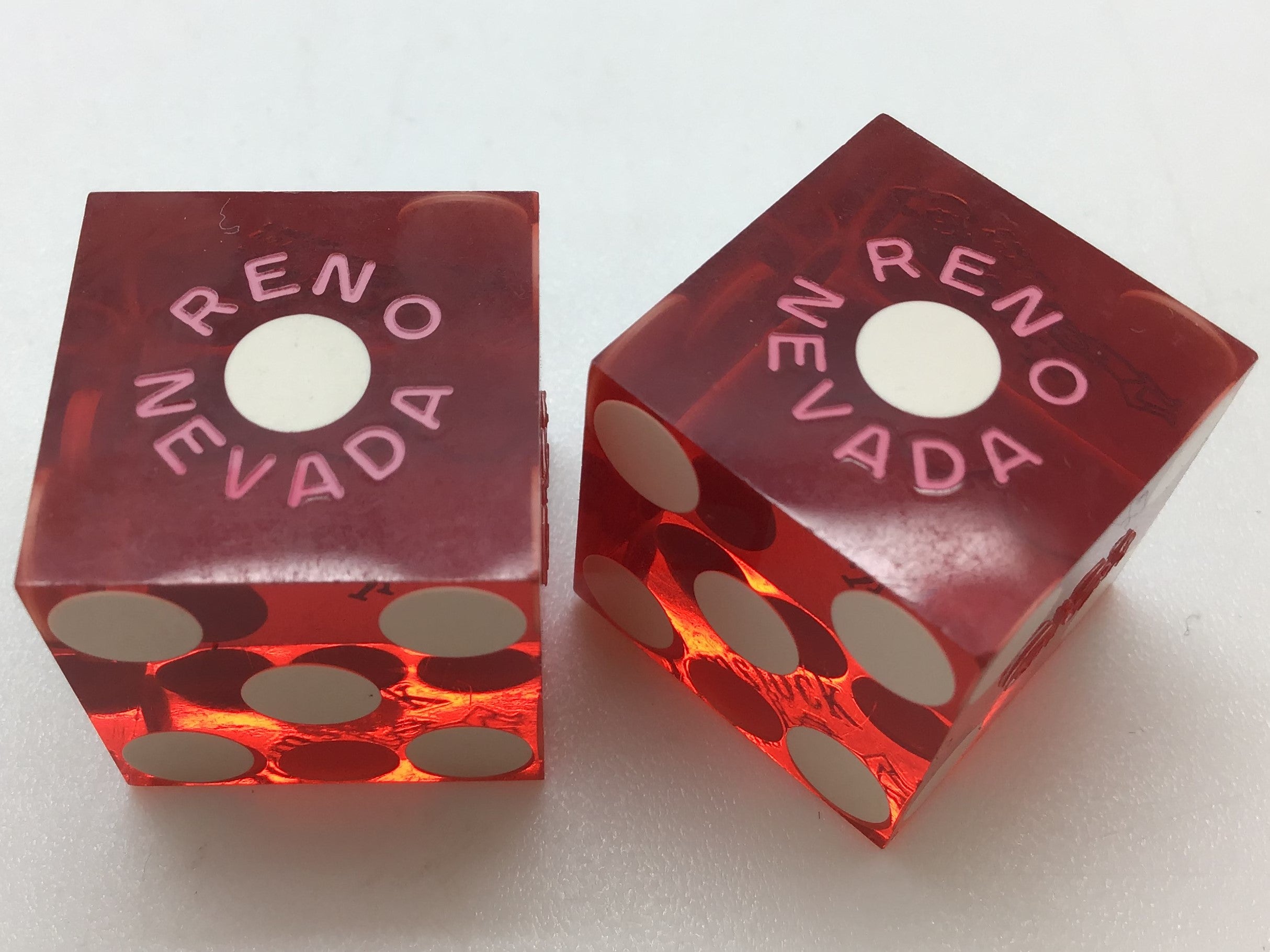 Comstock Casino Reno Red Dice Pair Marked