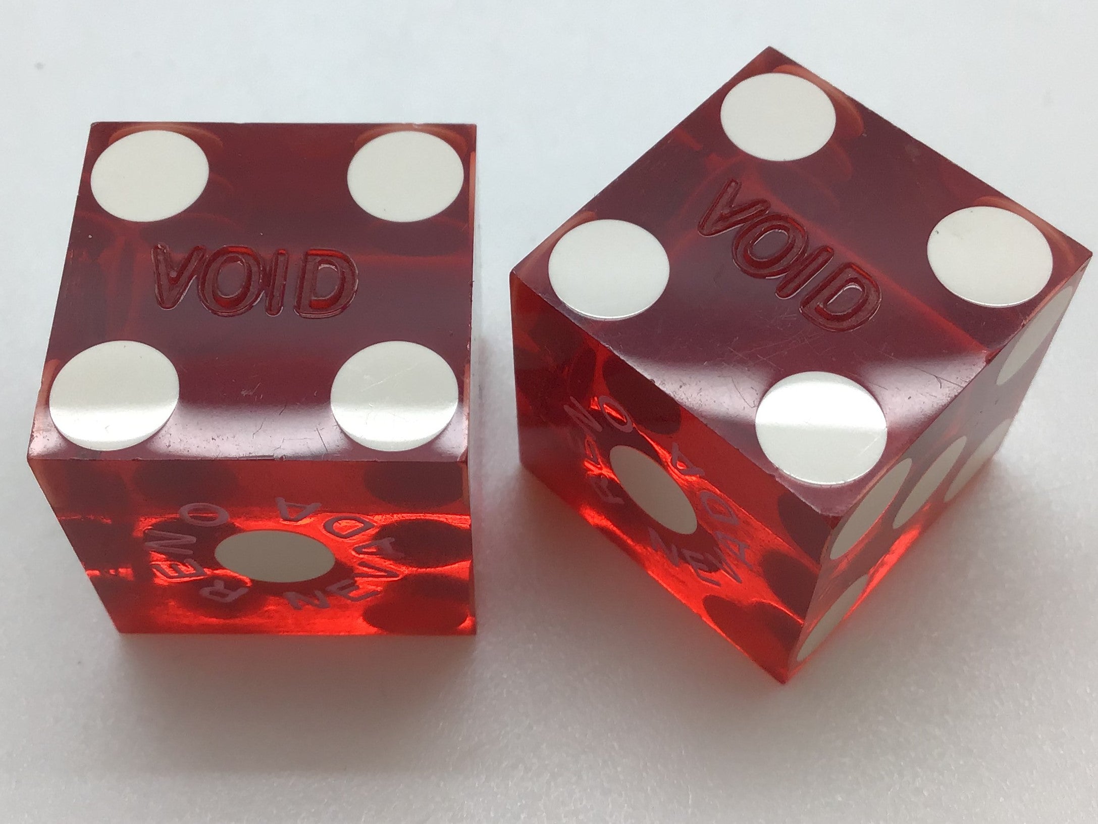 Comstock Casino Reno Red Dice Pair Marked