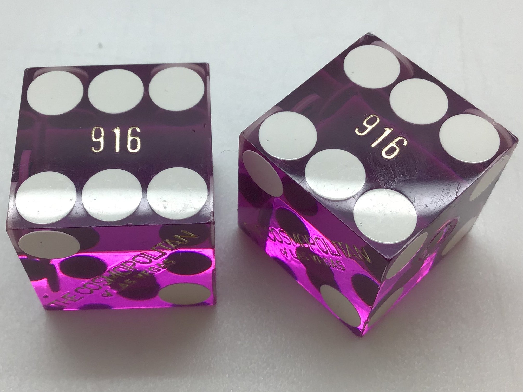 Cosmopolitan Casino Las Vegas Purple Dice Pair Matching Numbers