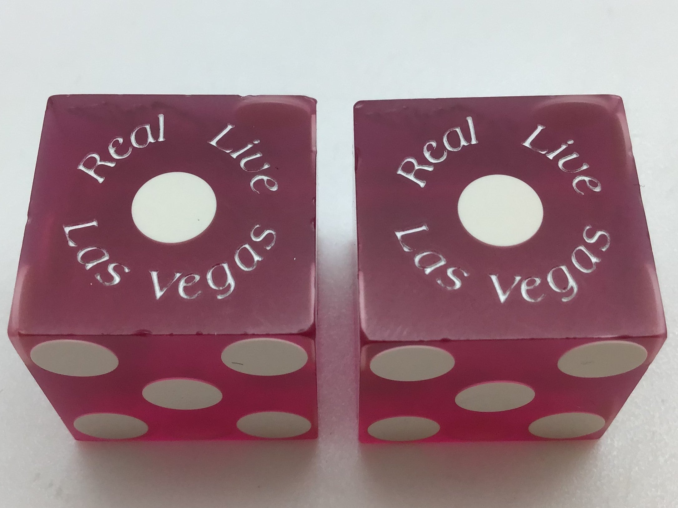 Ballys Casino Las Vegas Nevada Purple Sanded Jubilee Dancer Dice Pair Matching Numbers