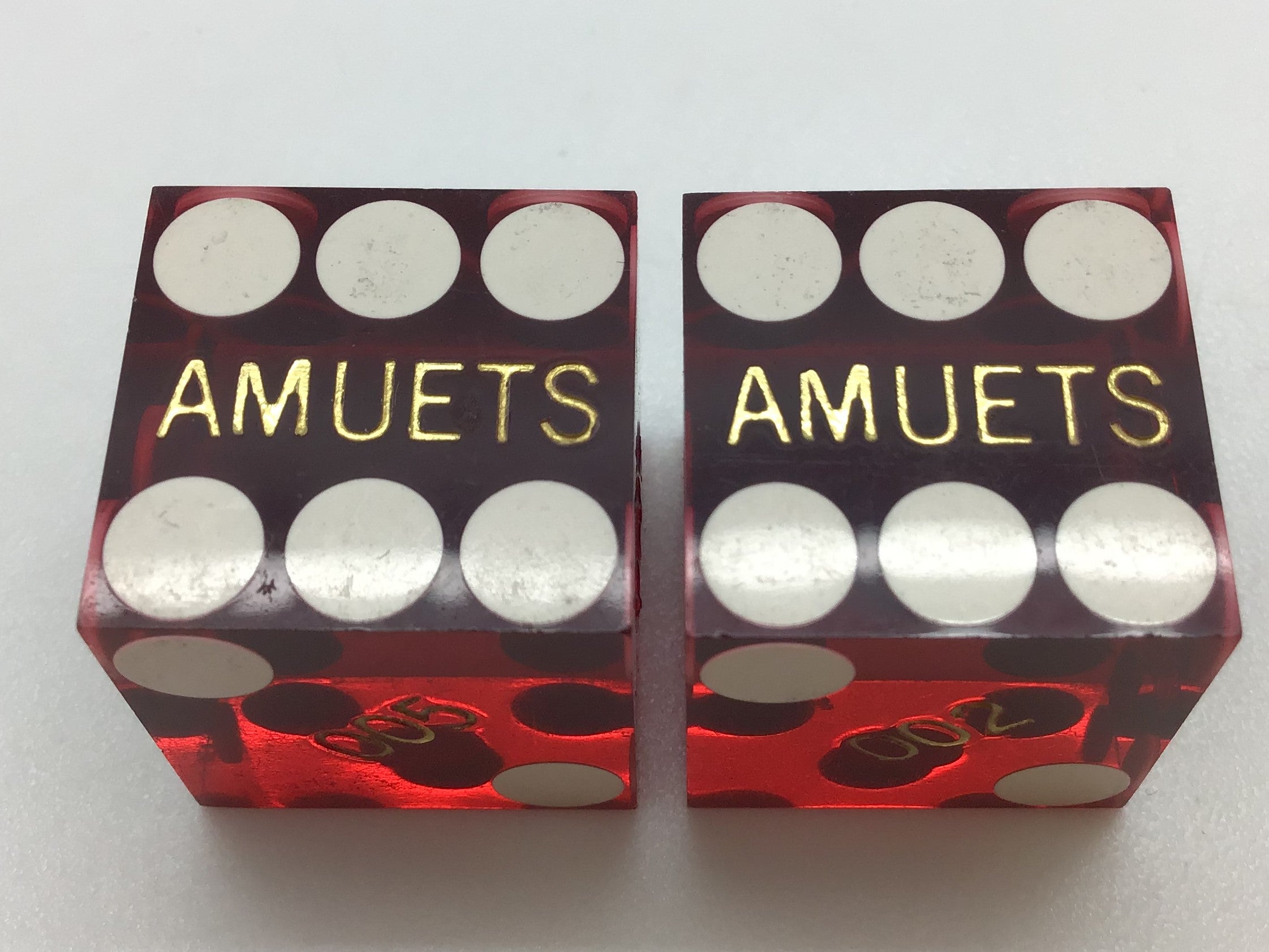 Amuets Dice Pair Red Vintage Collectible Casino