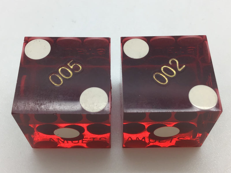 Amuets Dice Pair Red Vintage Collectible Casino