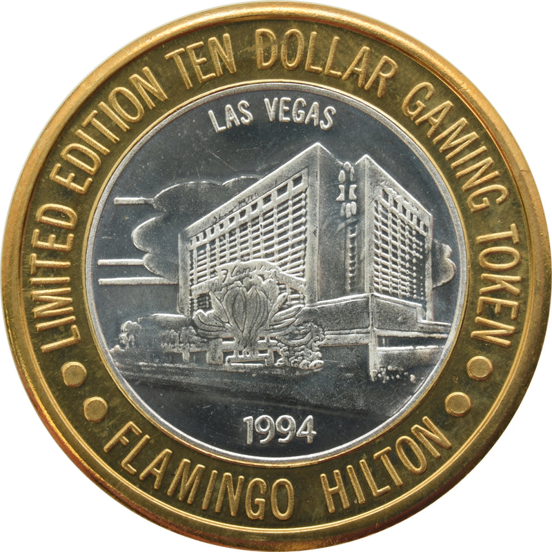 Flamingo Hilton Casino Las Vegas "1994 Casino" $10 Silver Strike .999 Fine Silver