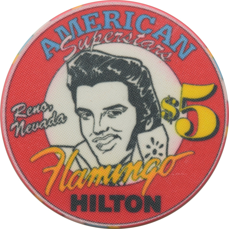Flamingo Hilton Casino Reno Nevada $5 American Superstars Elvis Chip 1994