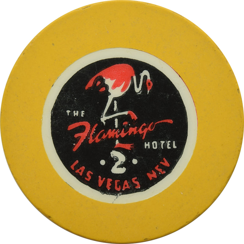 Flamingo Casino Las Vegas Nevada Roulette 2 Yellow Chip 1950