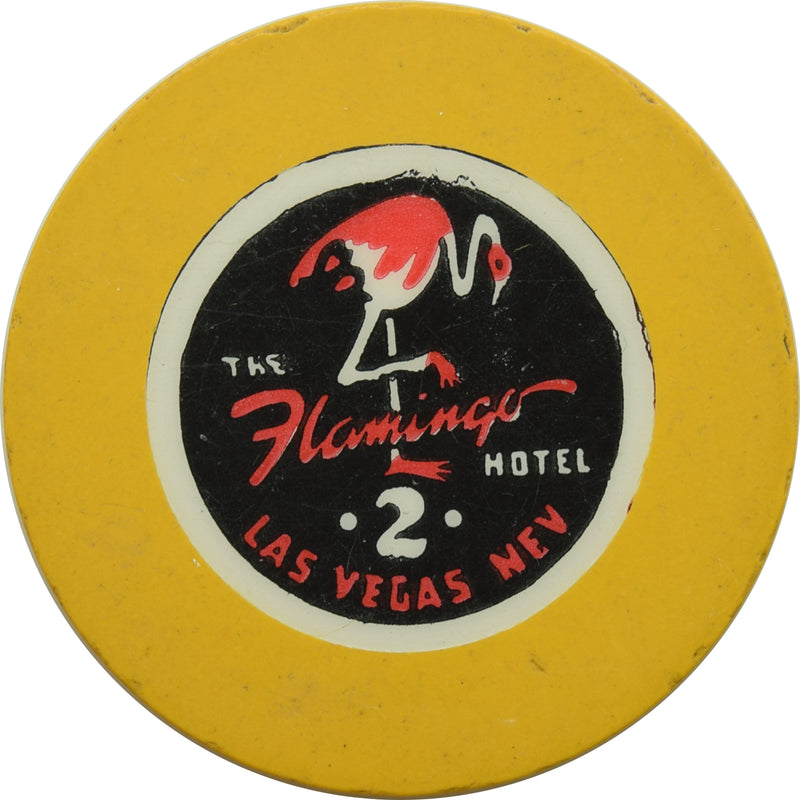 Flamingo Casino Las Vegas Nevada Roulette 2 Yellow Chip 1950