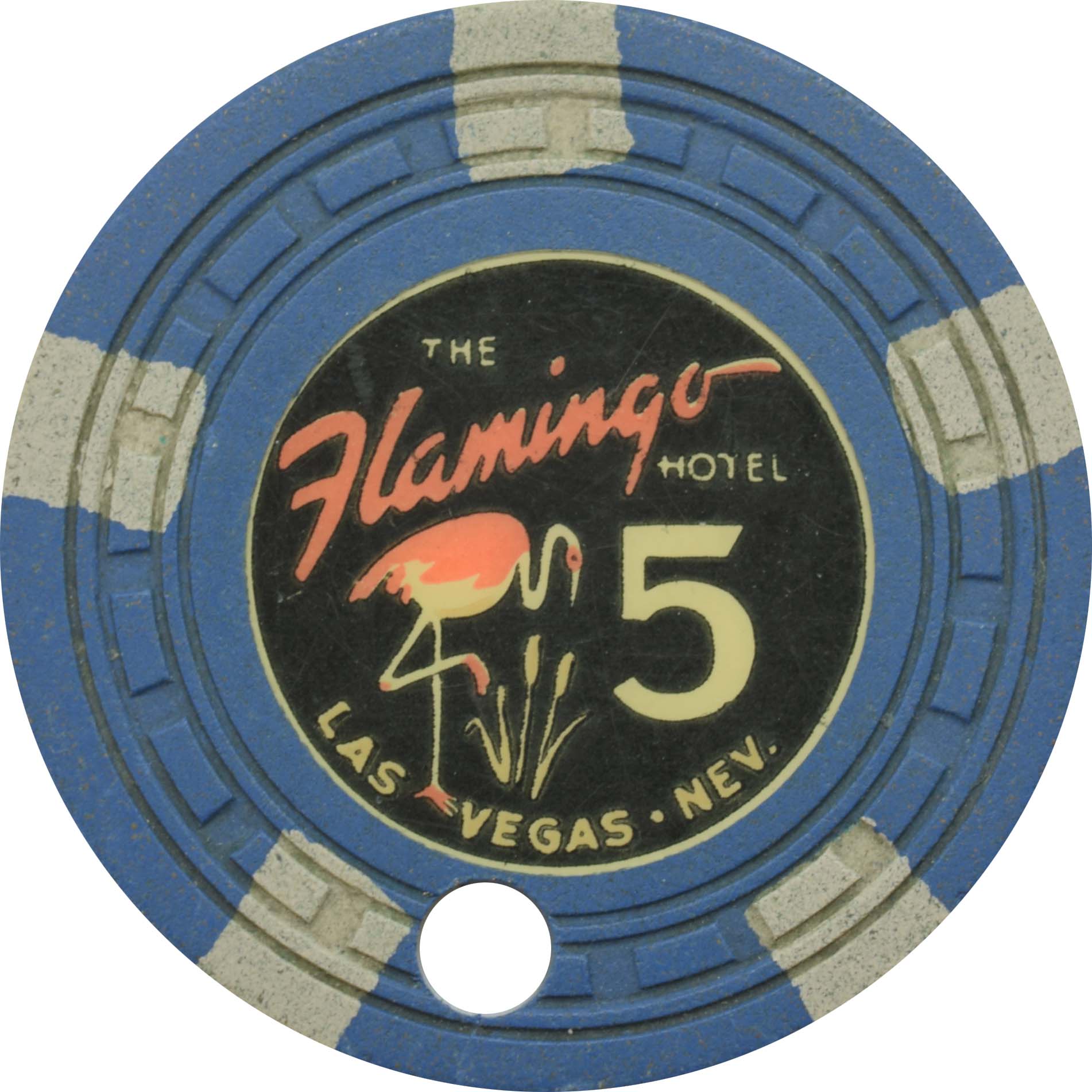 Flamingo Hotel Casino Las Vegas Nevada $5 Cancelled Chip 1950