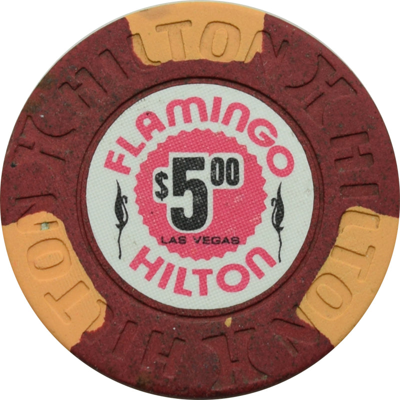 Flamingo Hilton Casino Las Vegas Nevada $5 Chip 1977