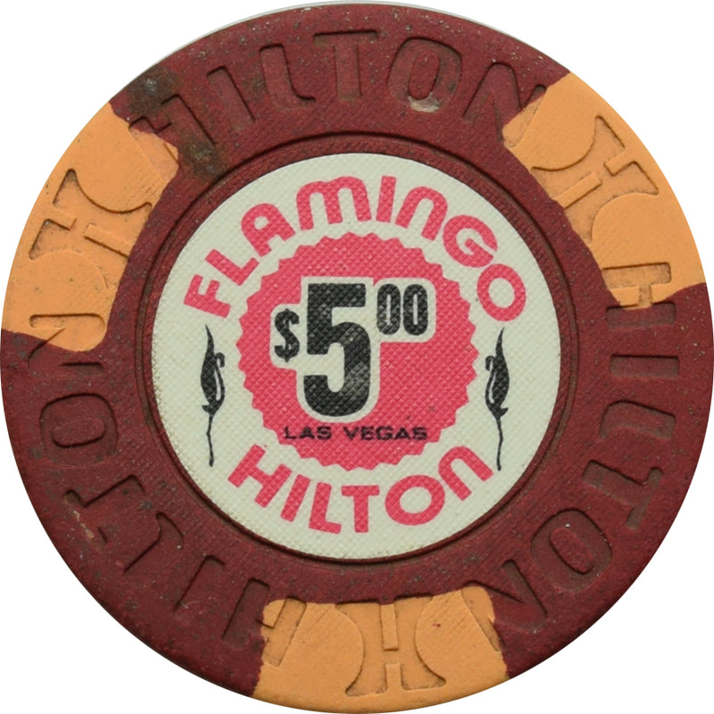 Flamingo Hilton Casino Las Vegas Nevada $5 Chip 1977