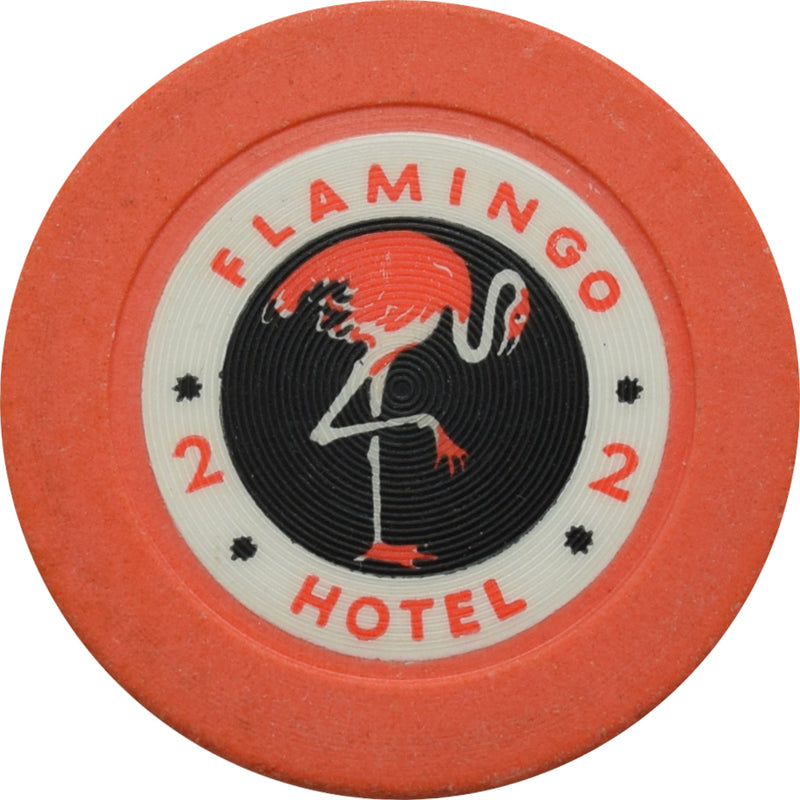 Flamingo Casino Las Vegas Nevada Roulette 2 Orange Chip 1950