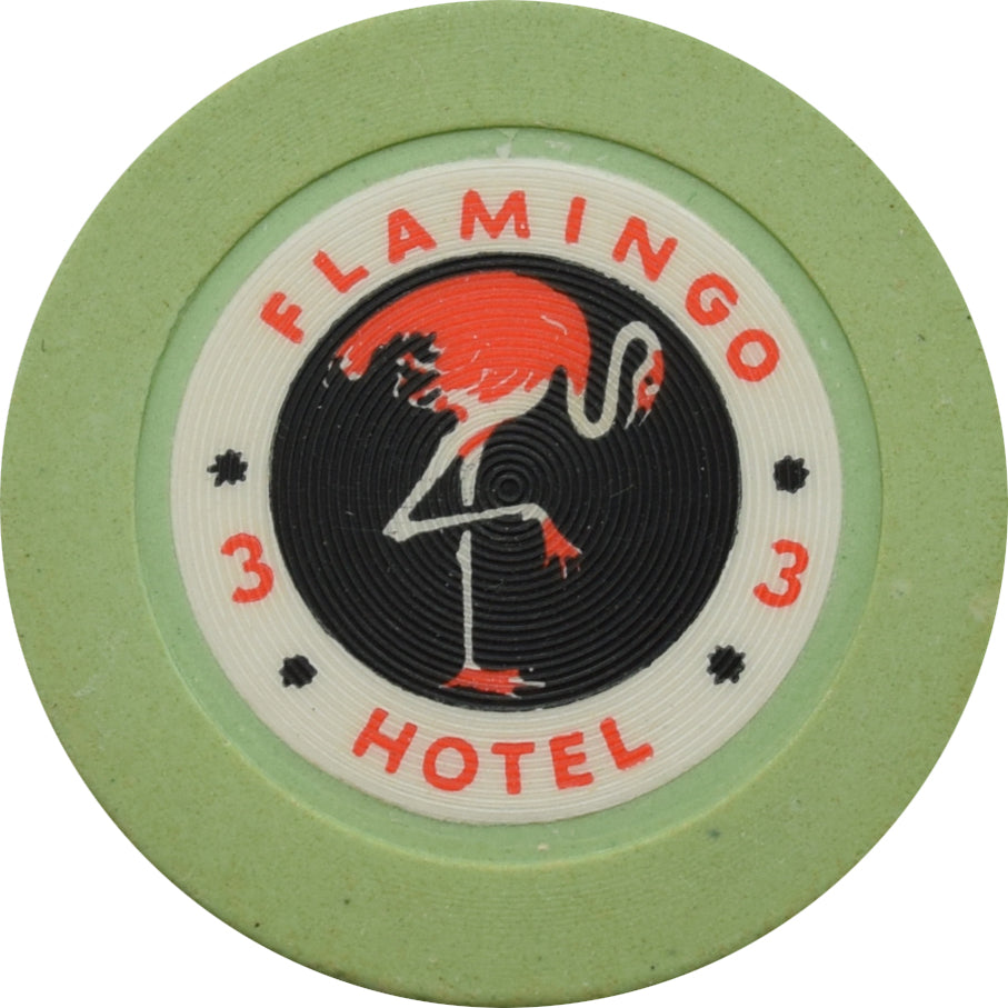 Flamingo Casino Las Vegas Nevada Roulette 3 Green Chip 1950