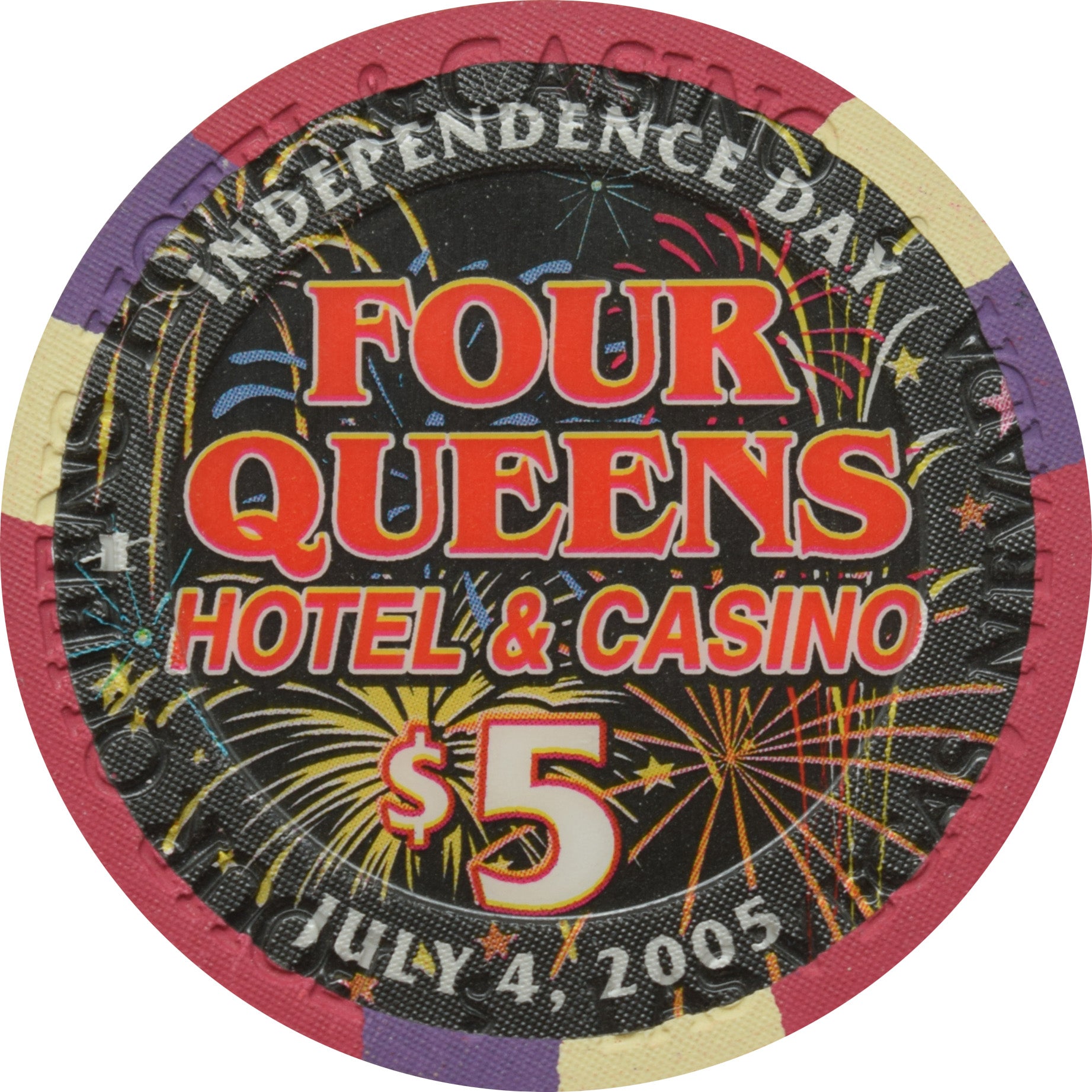 Four Queens Casino Las Vegas Nevada $5 4th of July Chip 2005