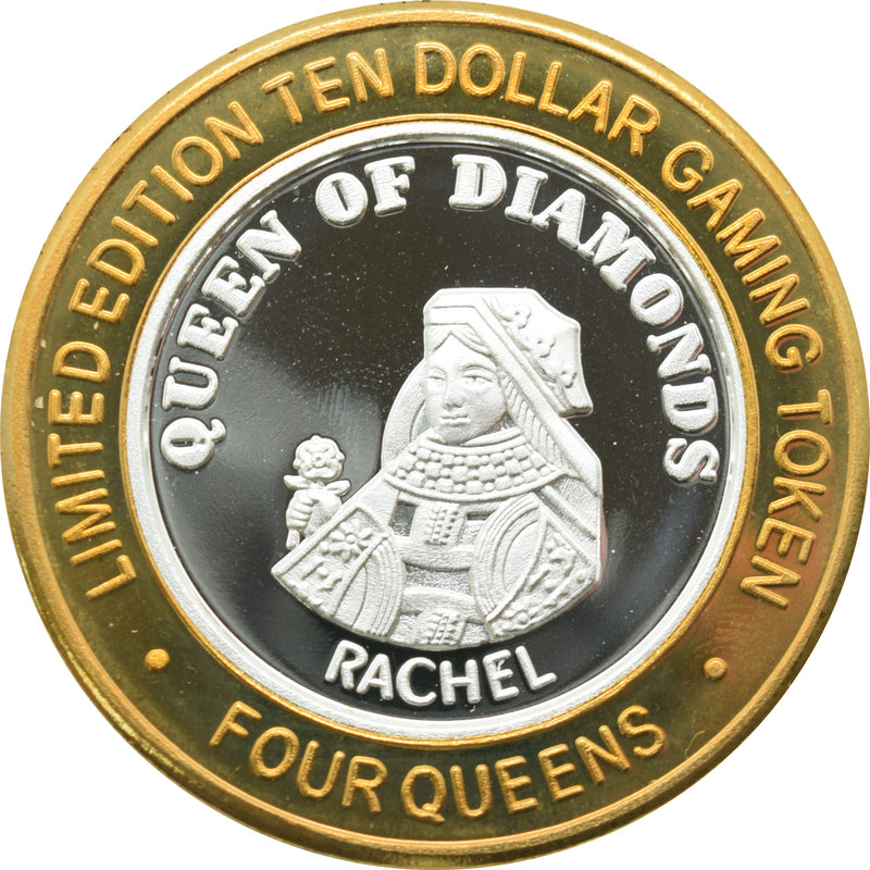 Four Queens Casino Las Vegas "Queen of Diamonds Rachel" $10 Silver Strike .999 Fine Silver 2003