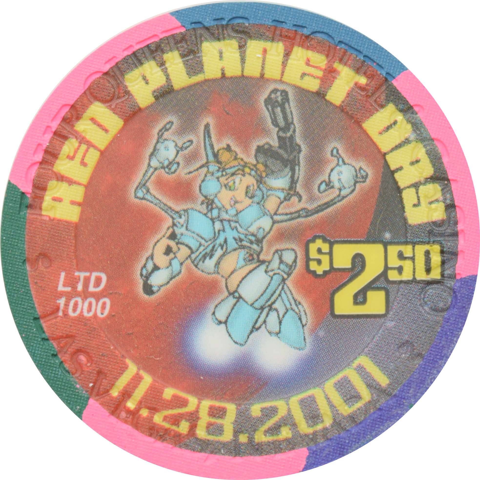 Four Queens Casino Las Vegas Nevada $2.50 Red Planet Day Chip 2001