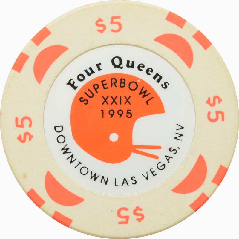 Four Queens Casino Las Vegas Nevada $5 Football XXIX Chip 1995