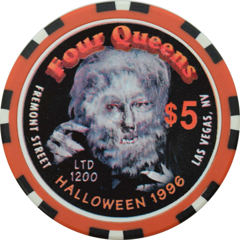 Four Queens Casino Las Vegas Nevada $5 Wolfman Halloween Chip 1996