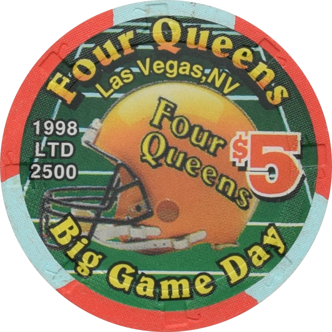 Four Queens Casino Las Vegas Nevada $5 Big Game Day Football Chip 1998