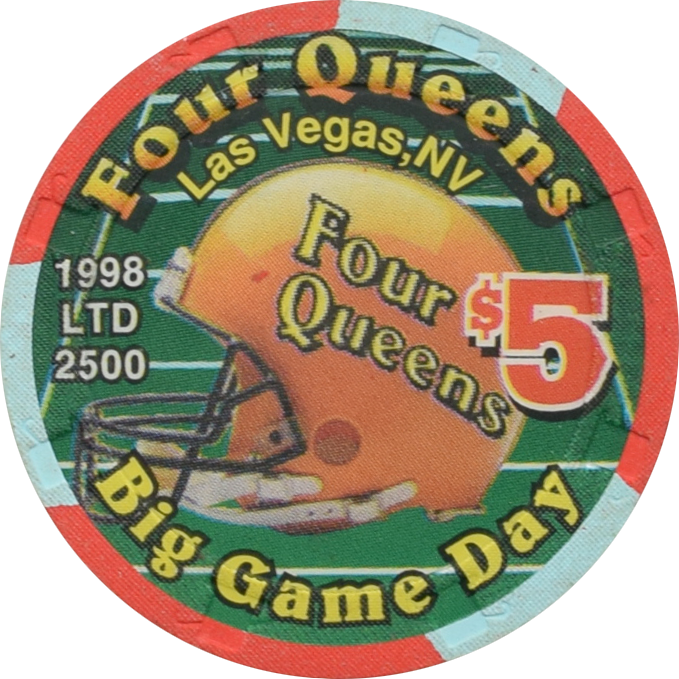 Four Queens Casino Las Vegas Nevada $5 Big Game Day Football Chip 1998