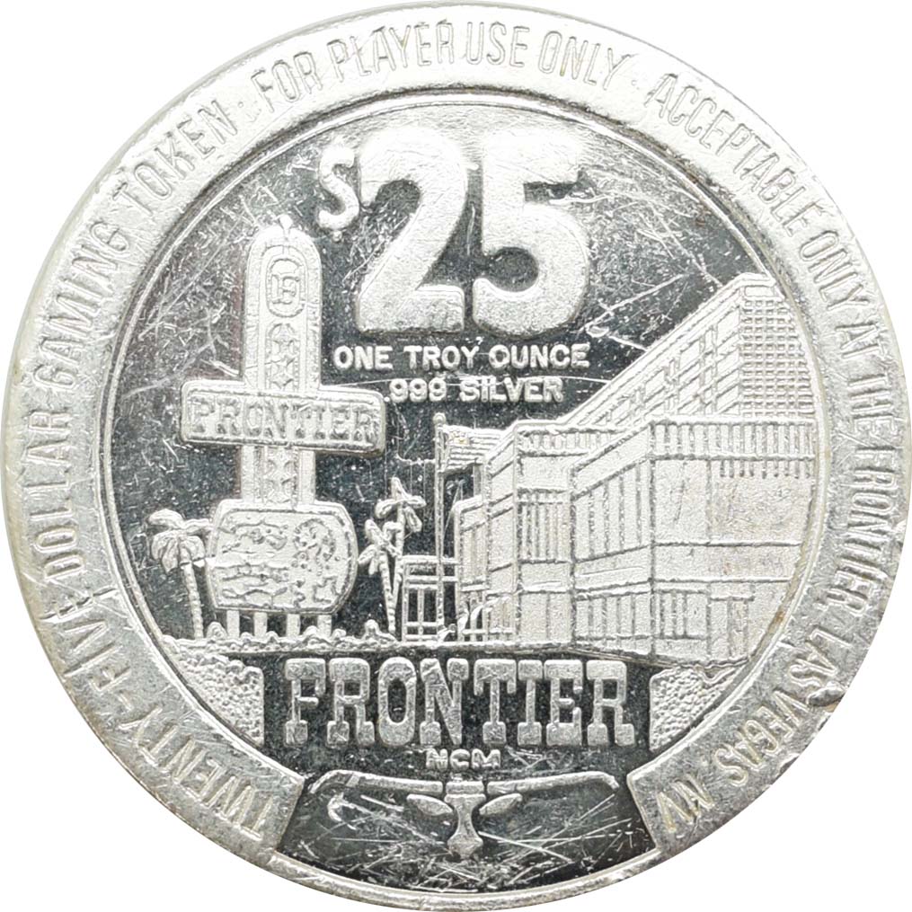 Frontier Casino Las Vegas Nevada $25 1 Troy Ounces .999 Silver Token 1986